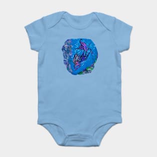 Abstract Mermaid in Sapphire Sea Baby Bodysuit